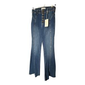 Cello Jrs 3 High Rise Button Fly Flare Jeans Distressed Denim Western Cowgirl